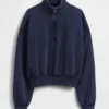 Vintagesoft Oversized tröja med halv dragkedja och kilformad passform