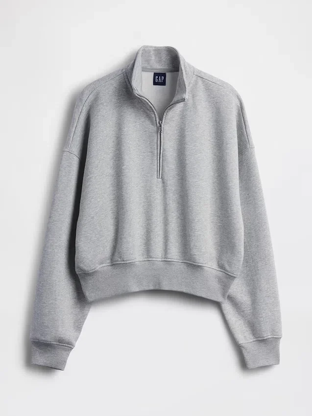 Vintagesoft Oversized tröja med halv dragkedja och kilformad passform