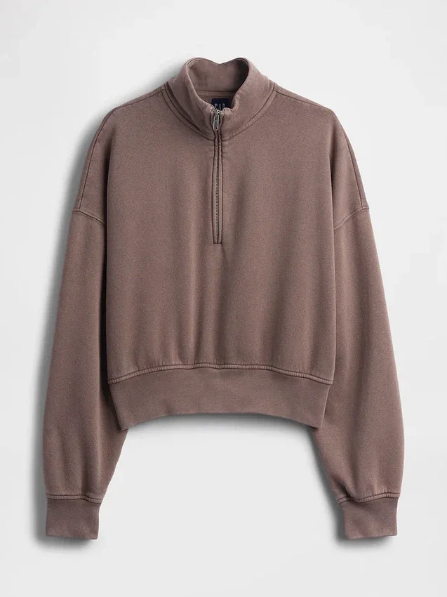 Vintagesoft Oversized tröja med halv dragkedja och kilformad passform