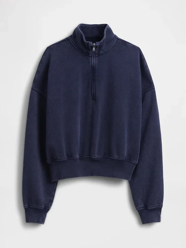 Vintagesoft Oversized tröja med halv dragkedja och kilformad passform