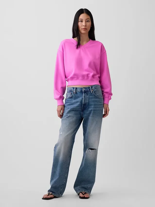 Vintagesoft Oversized tröja med V-ringning