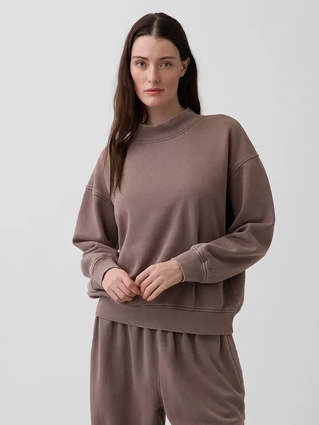 Vintagesoft Oversized tunika-tröja med hög hals