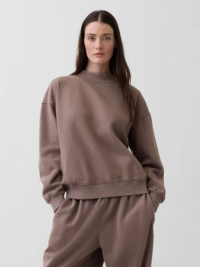 Vintagesoft Oversized tunika-tröja med hög hals