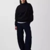 Vintagesoft Oversized tunika-tröja med hög hals