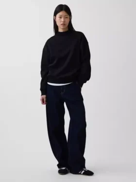 Vintagesoft Oversized tunika-tröja med hög hals