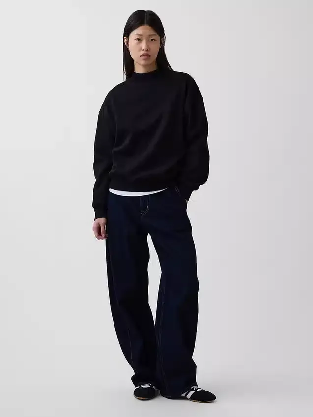 Vintagesoft Oversized tunika-tröja med hög hals