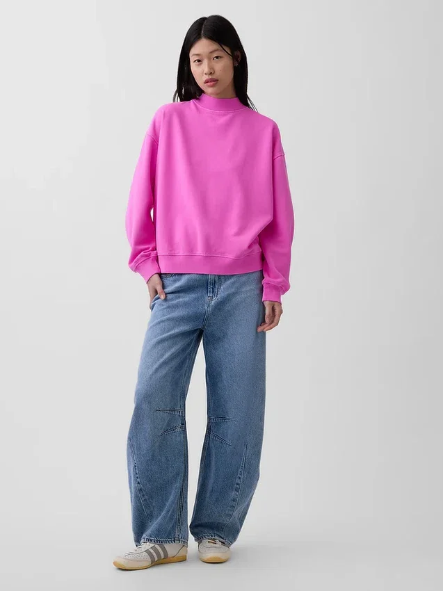 Vintagesoft Oversized tunika-tröja med hög hals