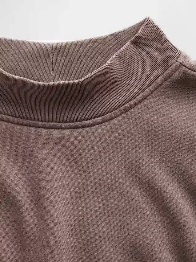 Vintagesoft Oversized tunika-tröja med hög hals