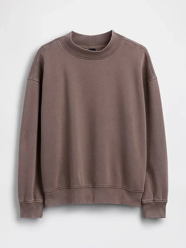 Vintagesoft Oversized tunika-tröja med hög hals