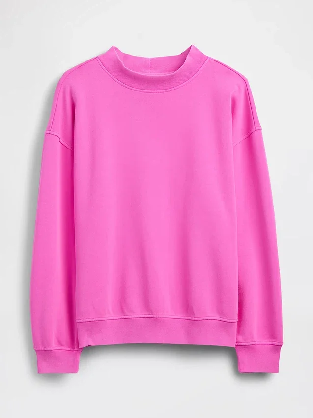 Vintagesoft Oversized tunika-tröja med hög hals