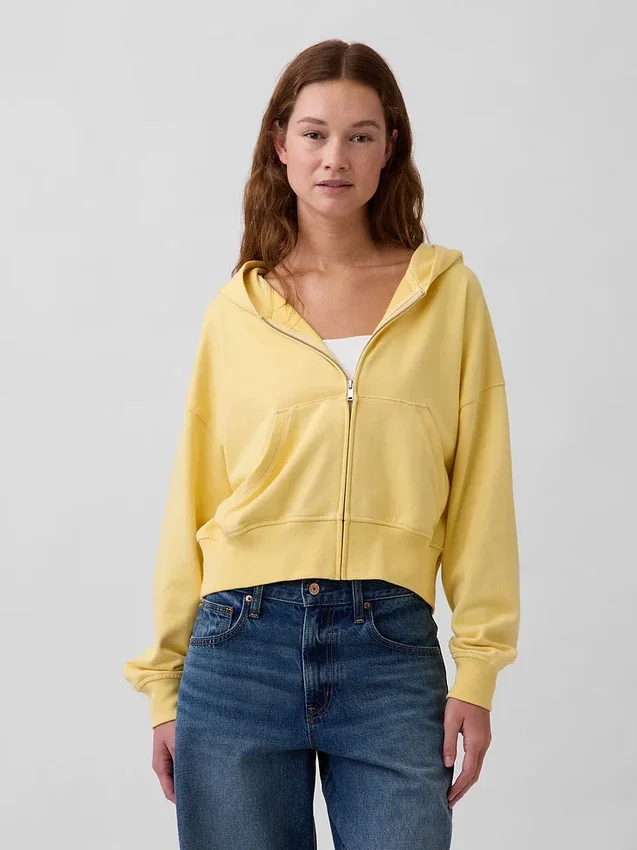 Vintagesoft Terry-hoodie med dragkedja