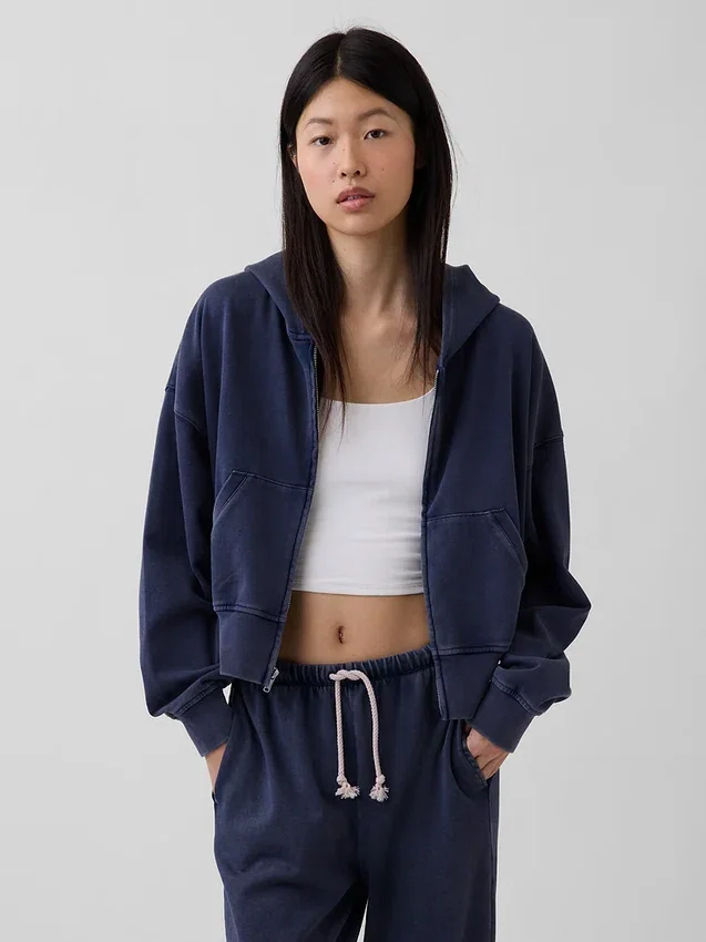 Vintagesoft Terry-hoodie med dragkedja