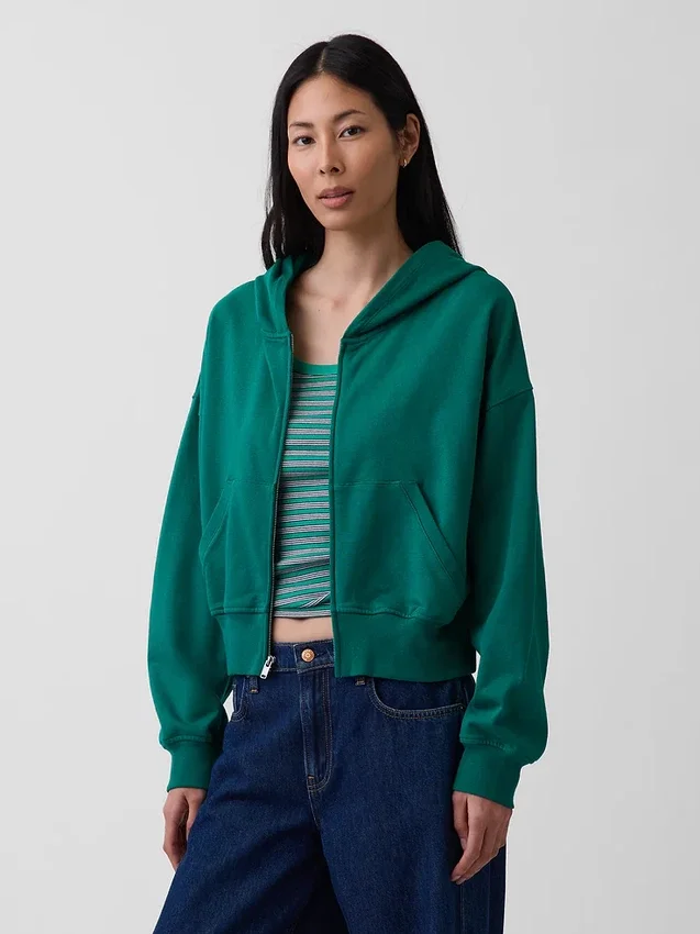 Vintagesoft Terry-hoodie med dragkedja