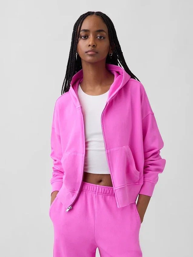 Vintagesoft Terry-hoodie med dragkedja