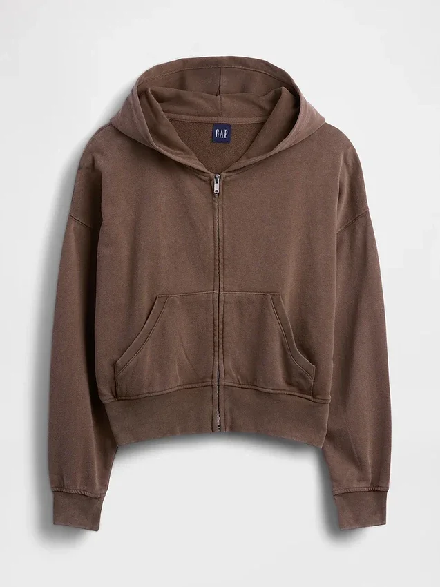 Vintagesoft Terry-hoodie med dragkedja