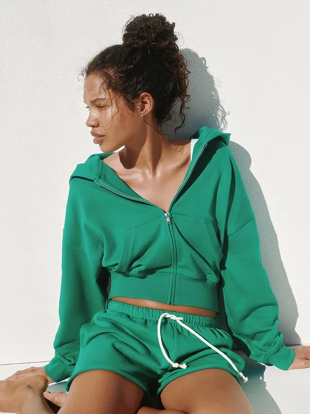 Vintagesoft Terry-hoodie med dragkedja