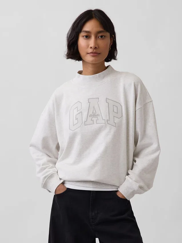 Vintagesoft Terry Oversized Mockneck Logo Sweatshirt