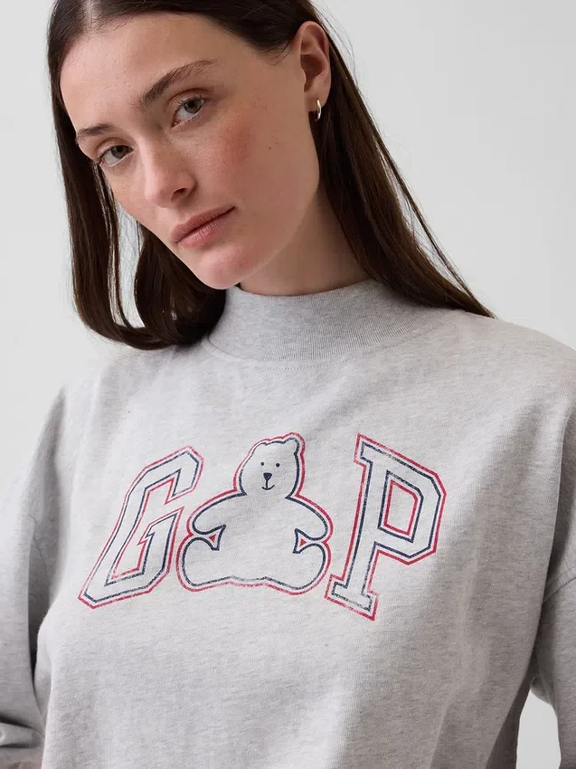 Vintagesoft Terry Oversized Mockneck Logo Sweatshirt