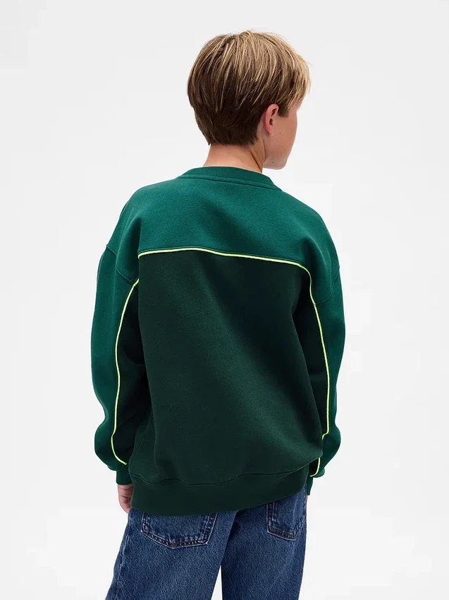 Vintagesoft-tröja för barn med färgblock och logotyp