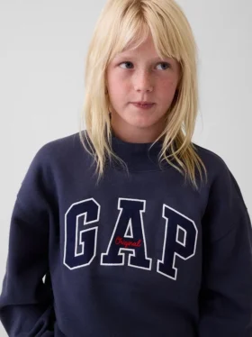 Vintagesoft-tröja i oversized-modell med hög hals och logotyp för barn