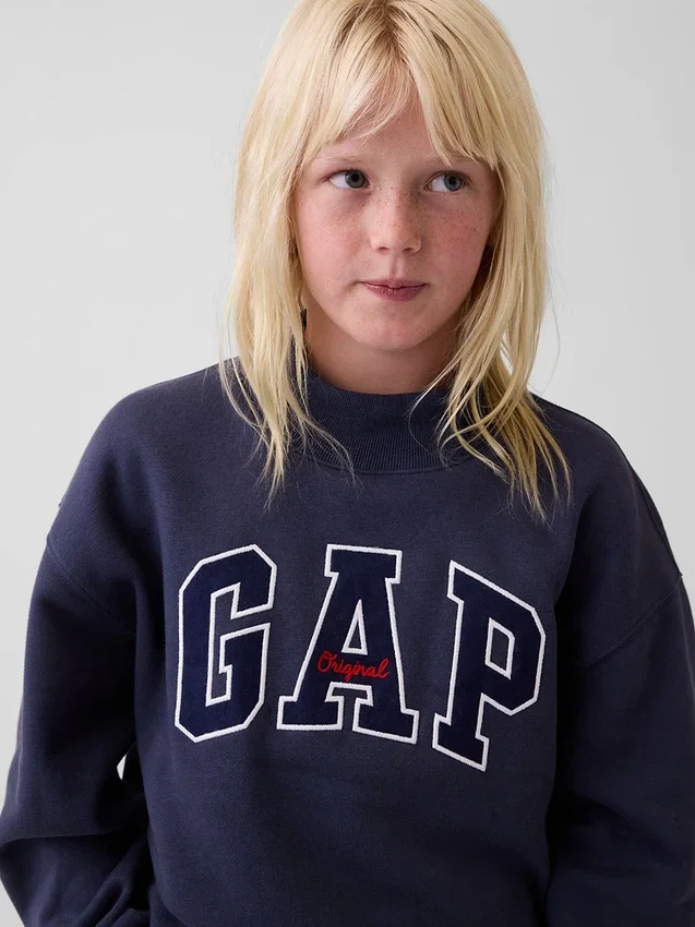 Vintagesoft-tröja i oversized-modell med hög hals och logotyp för barn