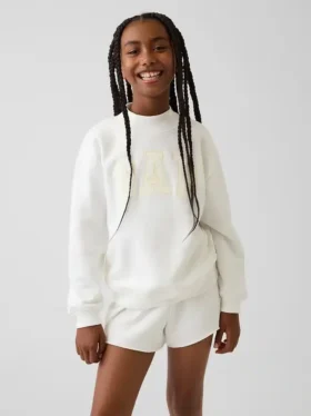 Vintagesoft-tröja i oversized-modell med hög hals och logotyp för barn