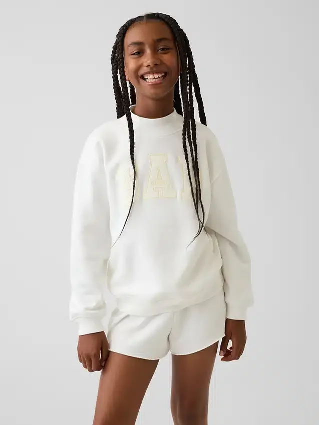 Vintagesoft-tröja i oversized-modell med hög hals och logotyp för barn