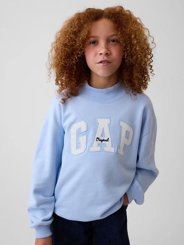 Vintagesoft-tröja i oversized-modell med hög hals och logotyp för barn
