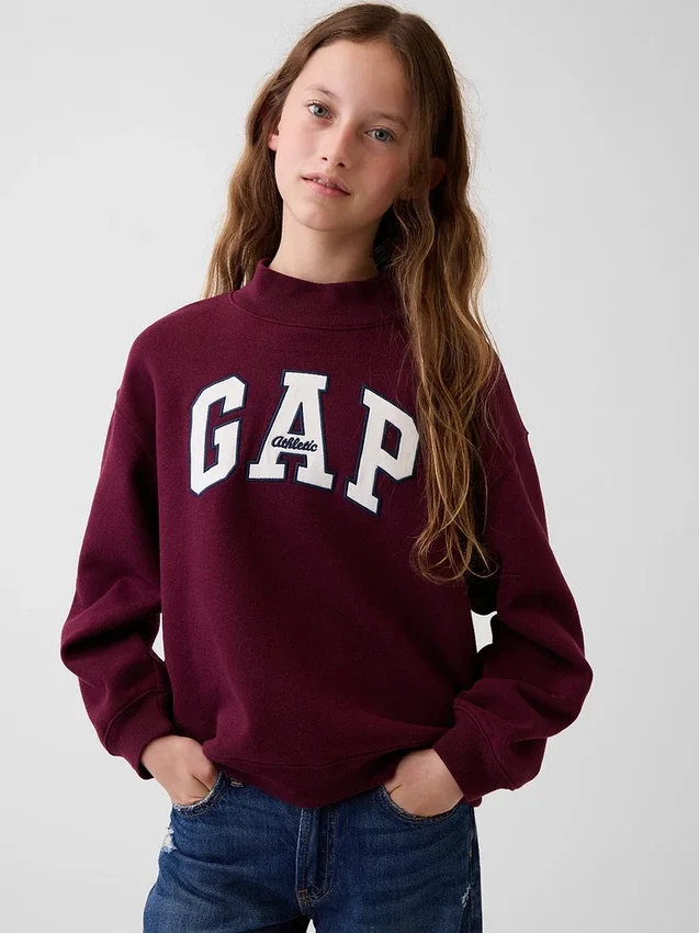 Vintagesoft-tröja i oversized-modell med hög hals och logotyp för barn
