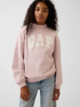 Vintagesoft-tröja i oversized-modell med hög hals och logotyp för barn