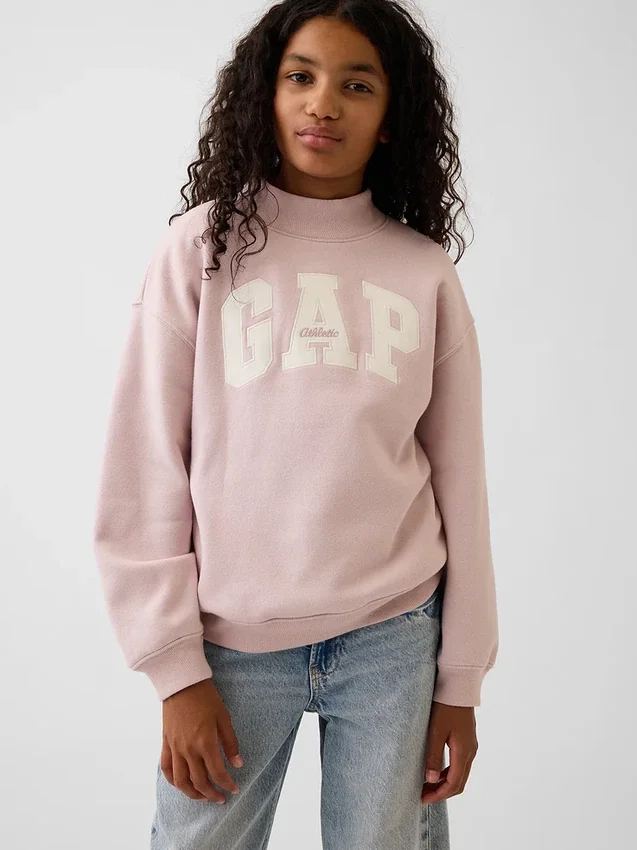 Vintagesoft-tröja i oversized-modell med hög hals och logotyp för barn