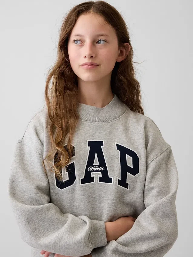 Vintagesoft-tröja i oversized-modell med hög hals och logotyp för barn