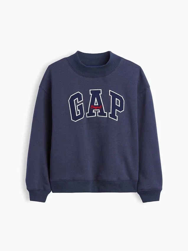 Vintagesoft-tröja i oversized-modell med hög hals och logotyp för barn