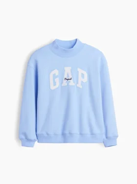 Vintagesoft-tröja i oversized-modell med hög hals och logotyp för barn