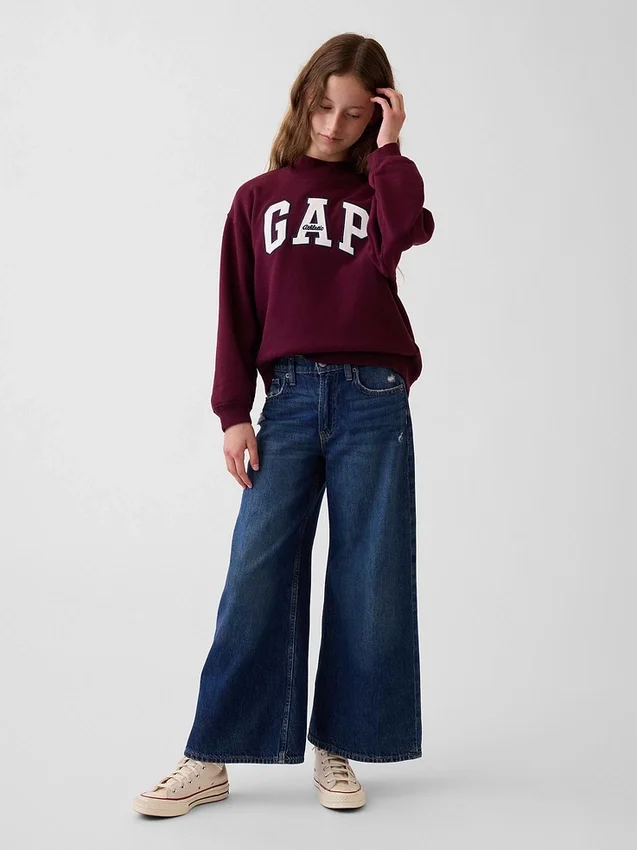 Vintagesoft-tröja i oversized-modell med hög hals och logotyp för barn