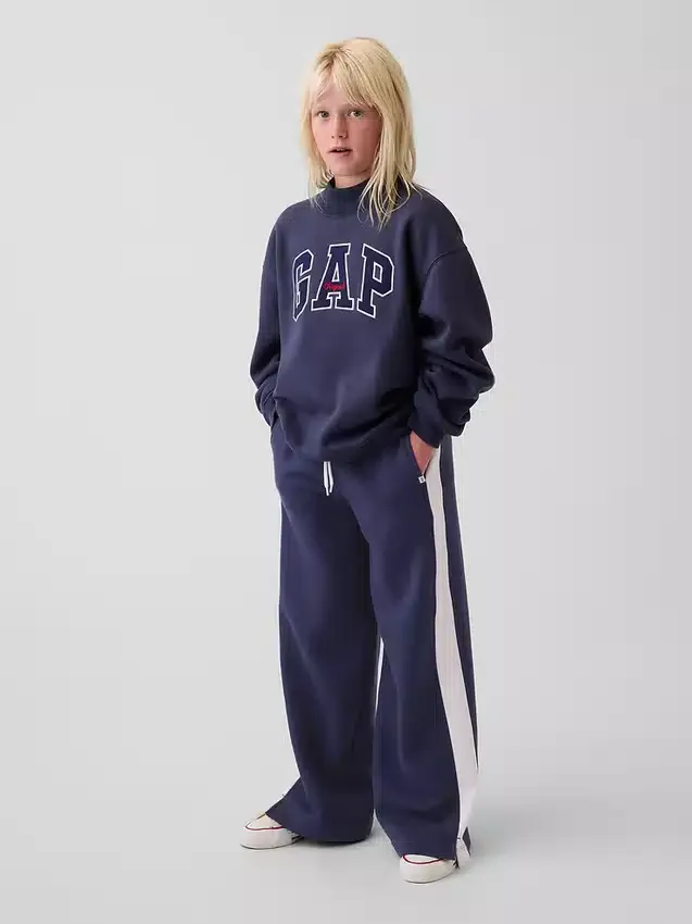 Vintagesoft-tröja i oversized-modell med hög hals och logotyp för barn