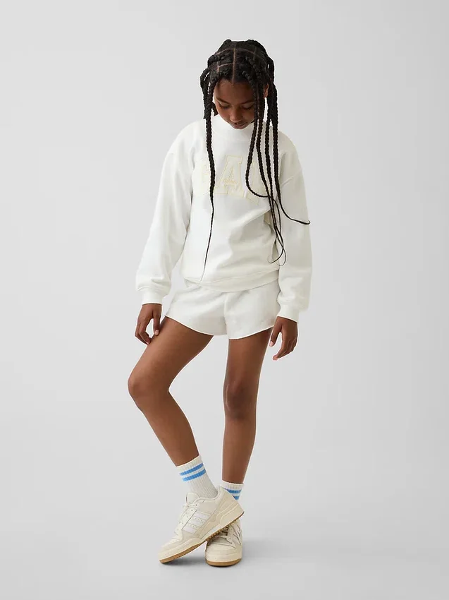 Vintagesoft-tröja i oversized-modell med hög hals och logotyp för barn