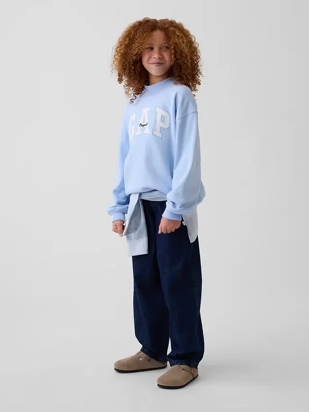 Vintagesoft-tröja i oversized-modell med hög hals och logotyp för barn