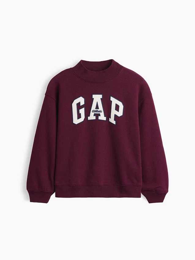 Vintagesoft-tröja i oversized-modell med hög hals och logotyp för barn