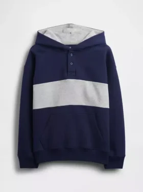 Vintagesoft-tröja med Henley-krage och huva för barn