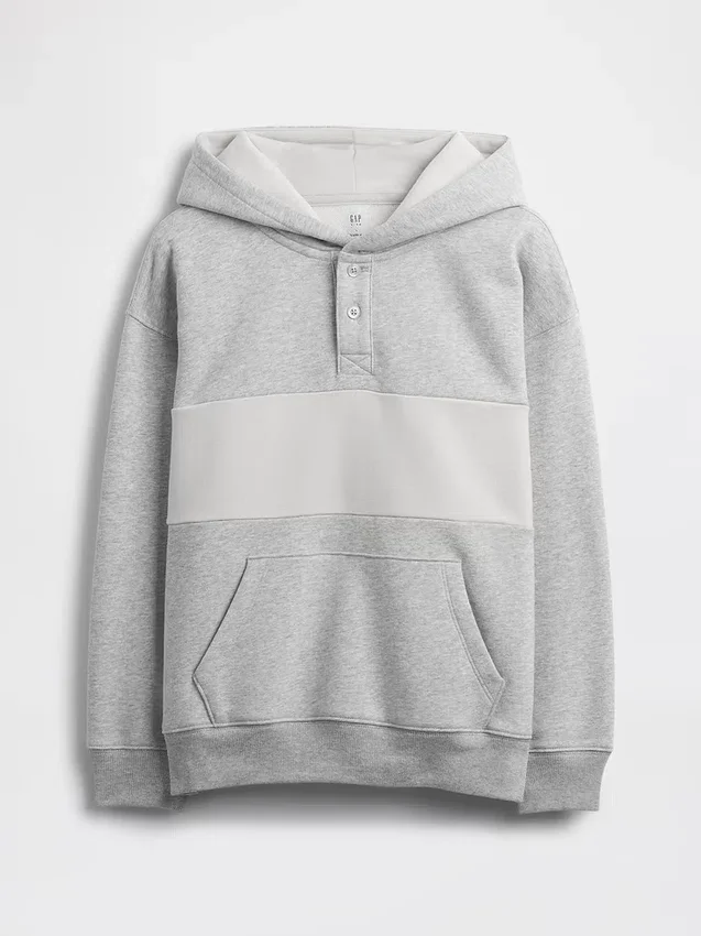 Vintagesoft-tröja med Henley-krage och huva för barn