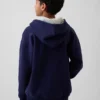 Vintagesoft-tröja med Henley-krage och huva för barn
