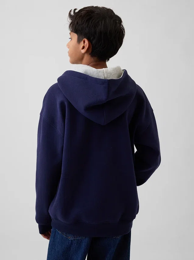 Vintagesoft-tröja med Henley-krage och huva för barn