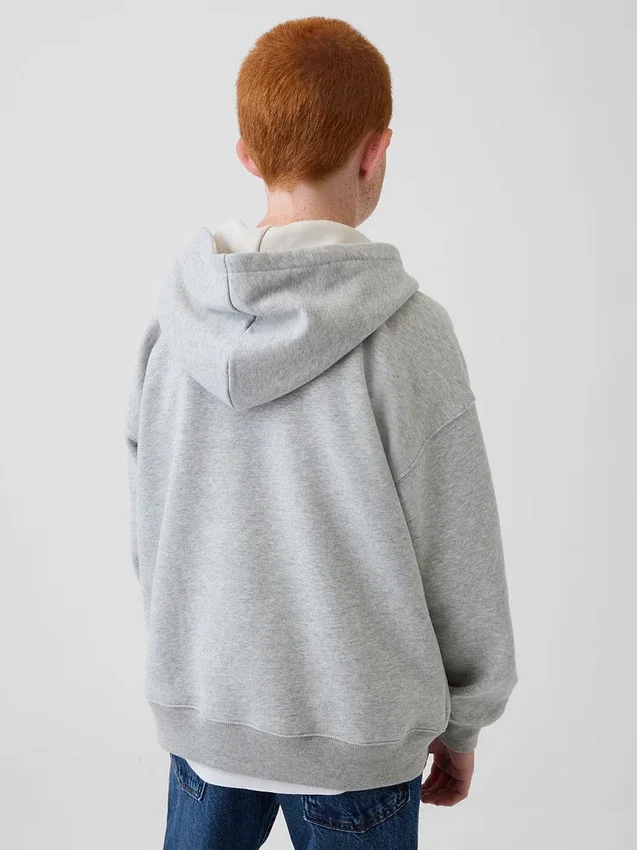 Vintagesoft-tröja med Henley-krage och huva för barn