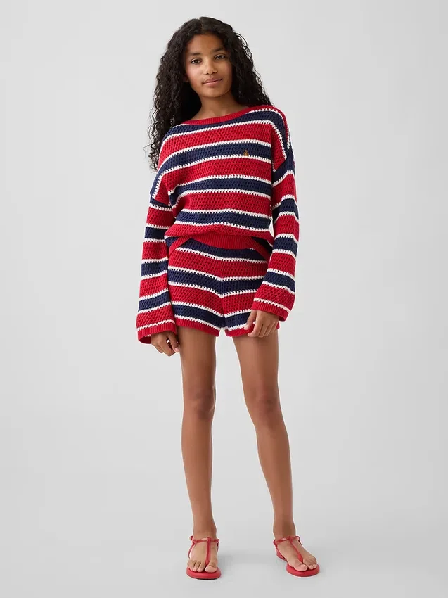 Väldjupa, randiga virkade Shorts för barn