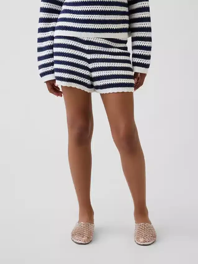 Väldjupa, randiga virkade Shorts för barn