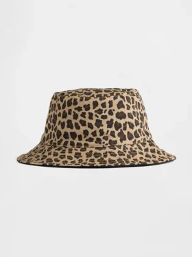 Vändbar leopardmönstrad buckethat för Baby & Småbarn