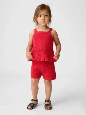 Vävda shorts med vågig kant för Baby & Småbarn