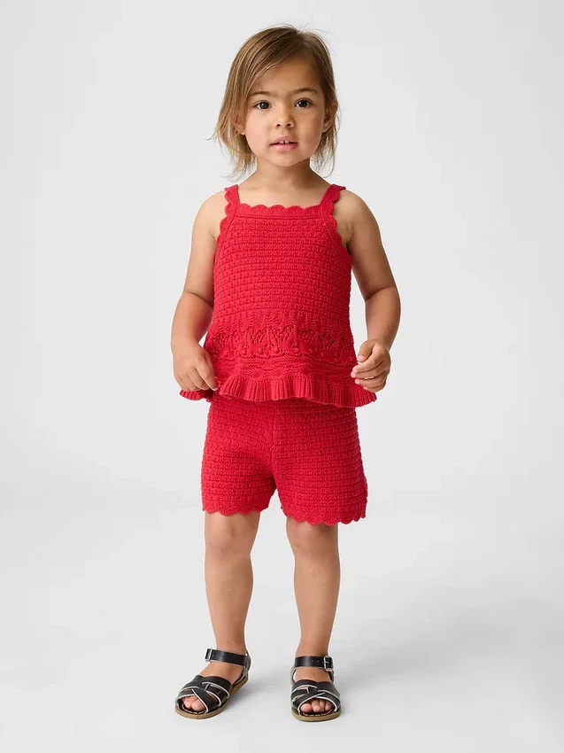 Vävda shorts med vågig kant för Baby & Småbarn
