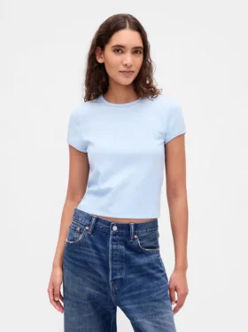 Waffelstickad baby-T-shirt